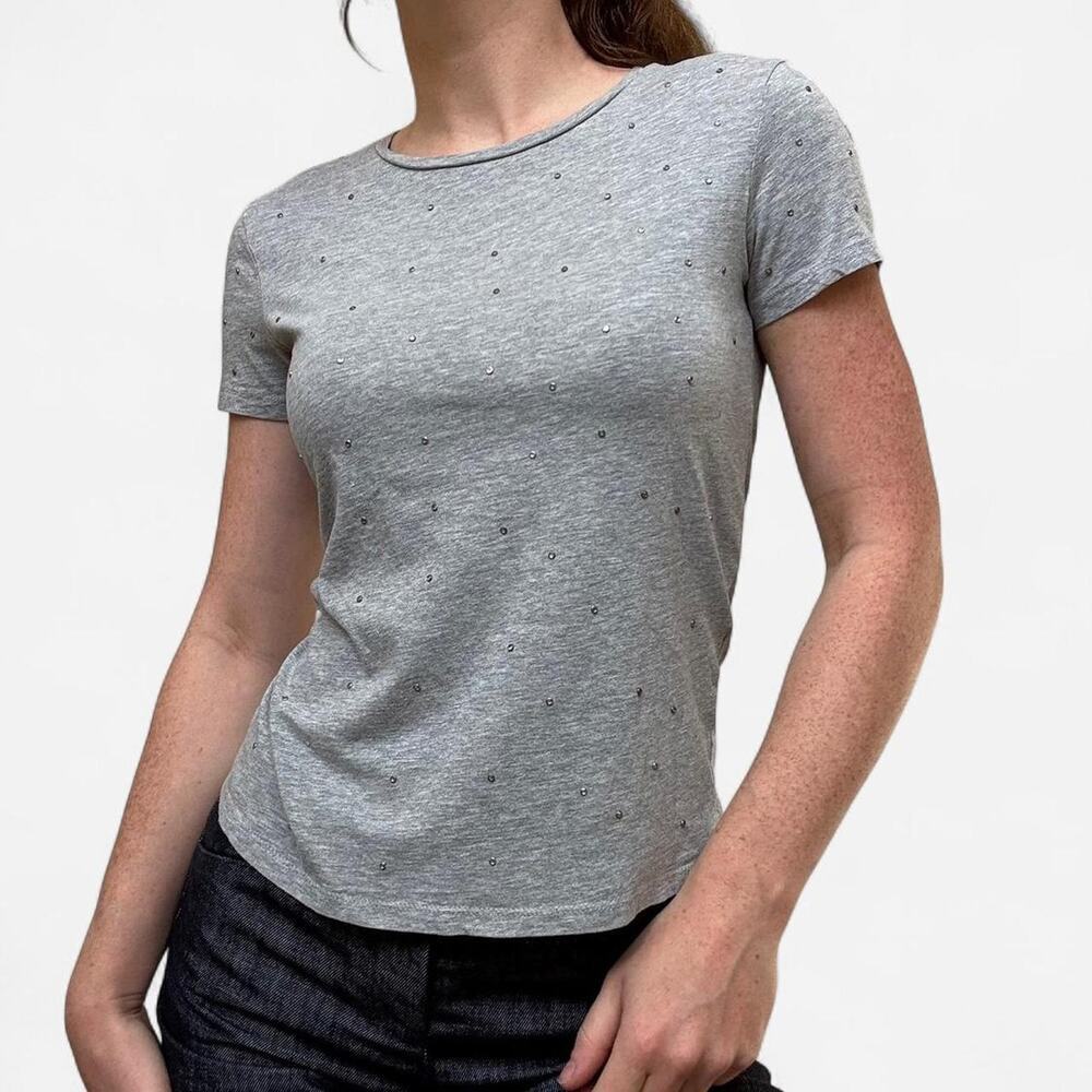 Grey euro cotton tee with studs